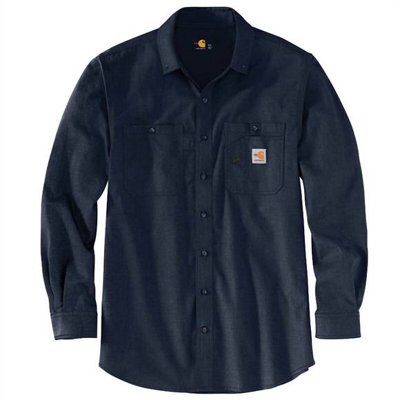 NEW CARHARTT men's fr force original fit long-sleeve shirt in navy - Picture 1 of 1